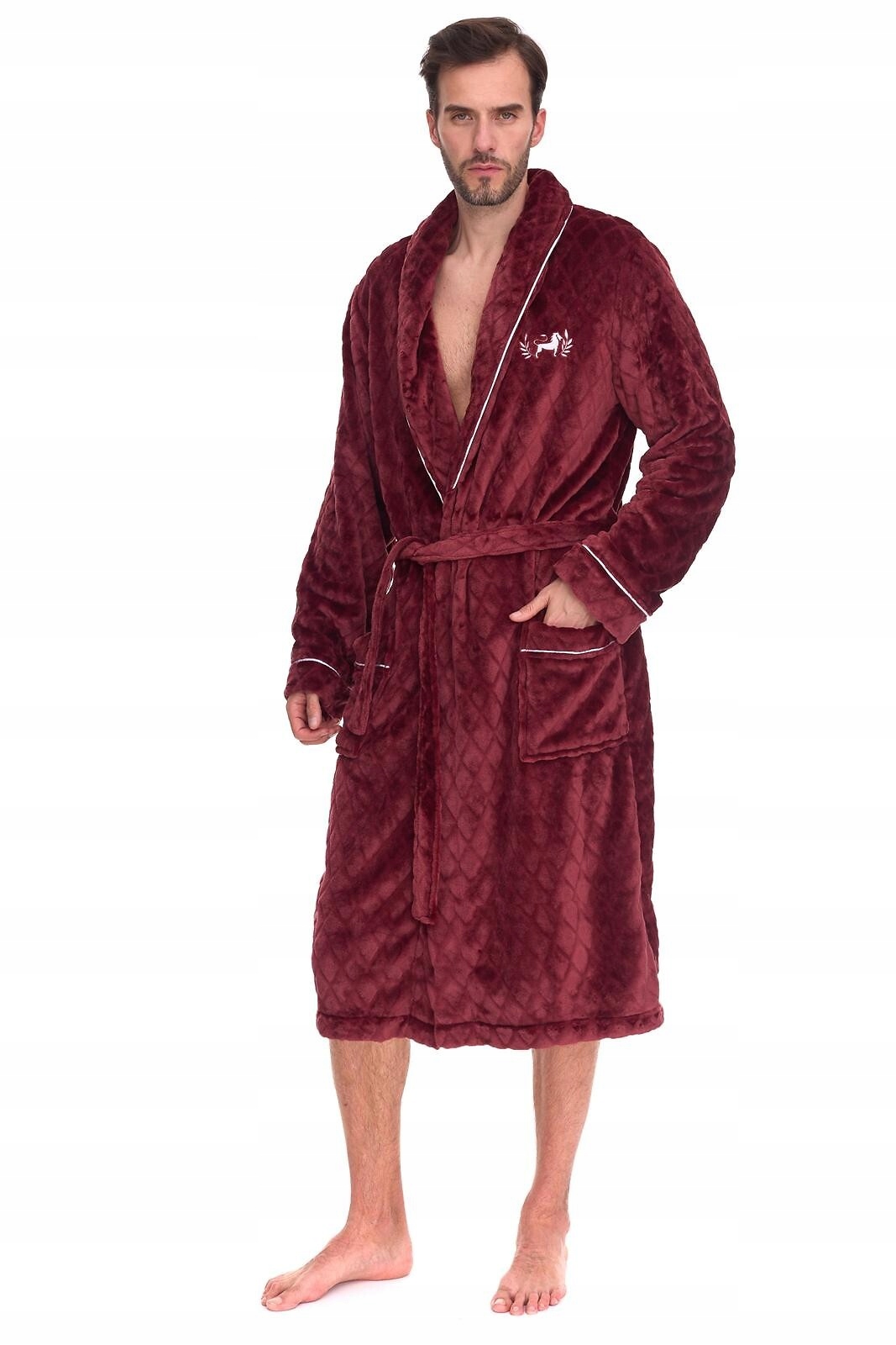 Pánský župan 2453 Ready dlouhý, příjemný na dotek, bordó XL