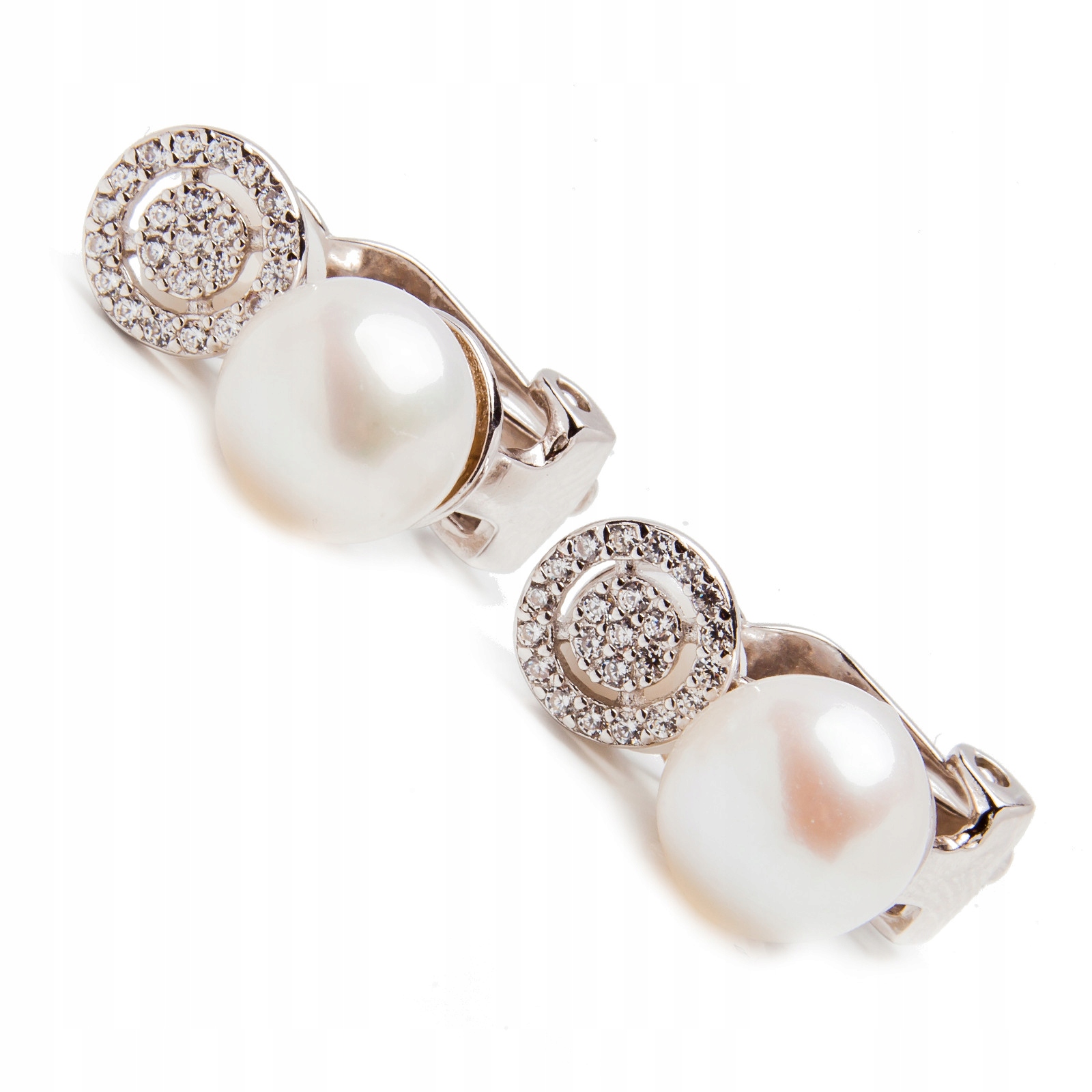 Stříbrné náušnice 925 zirkonové kolečko perla klips