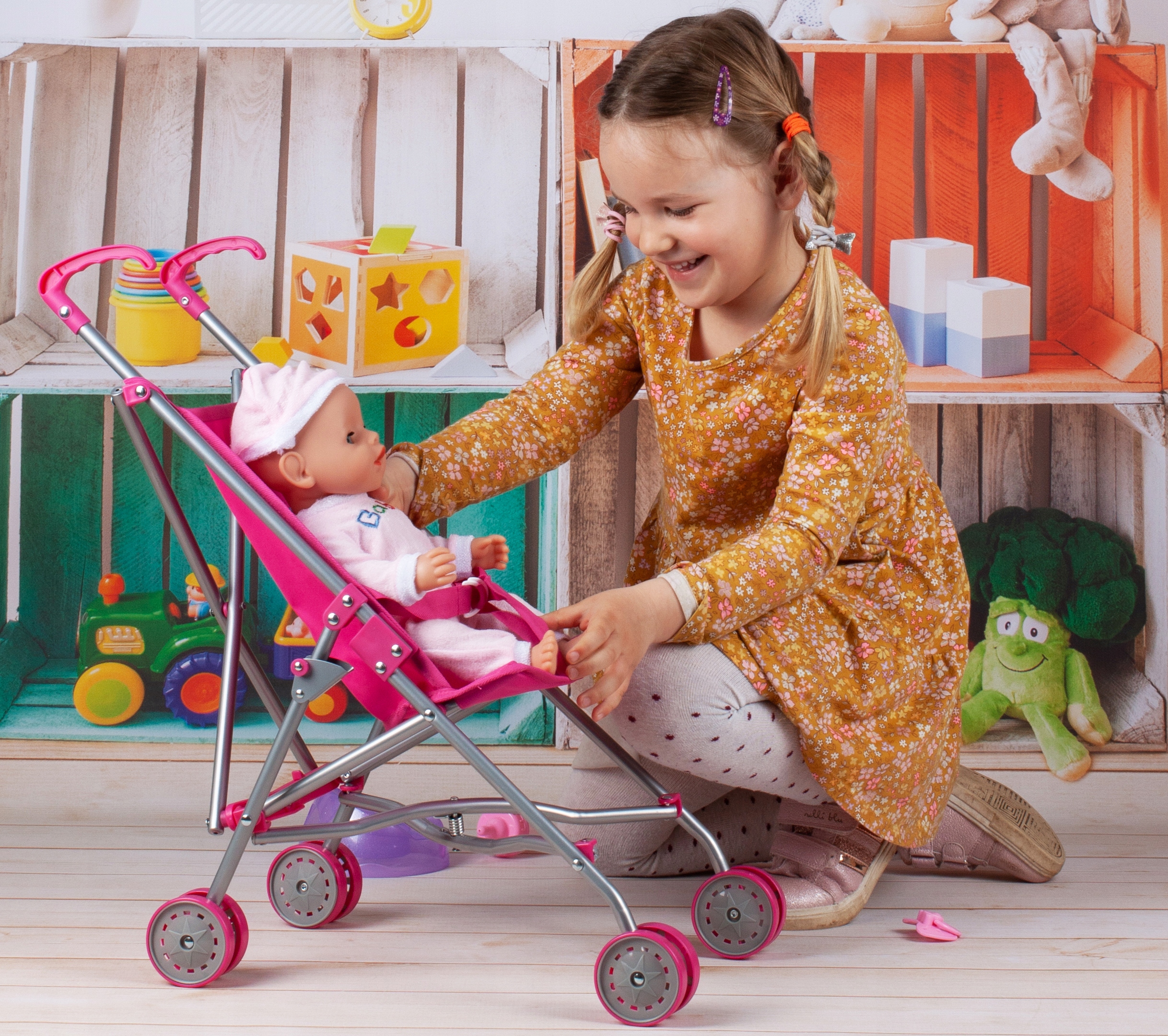 WÓZEK DLA LALEK SPACERÓWKA PARASOLKA JEDNOROŻEC LEKKI SKŁADANY SPACEROWY Głębokość produktu 50 cm