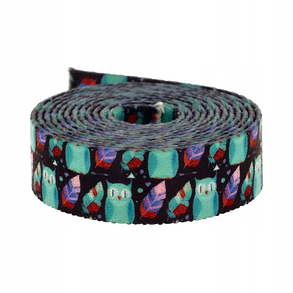 Popruh s potiskem Sublimace Forest Owls 48 m hladká 1,7 mm 30 mm