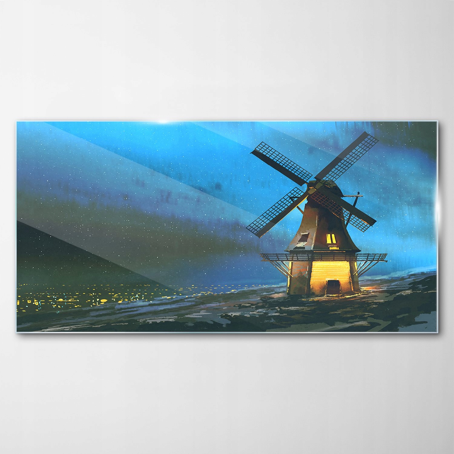 

Obraz na Szkle Dekor Noc Młyn Wieś Łąka 120x60