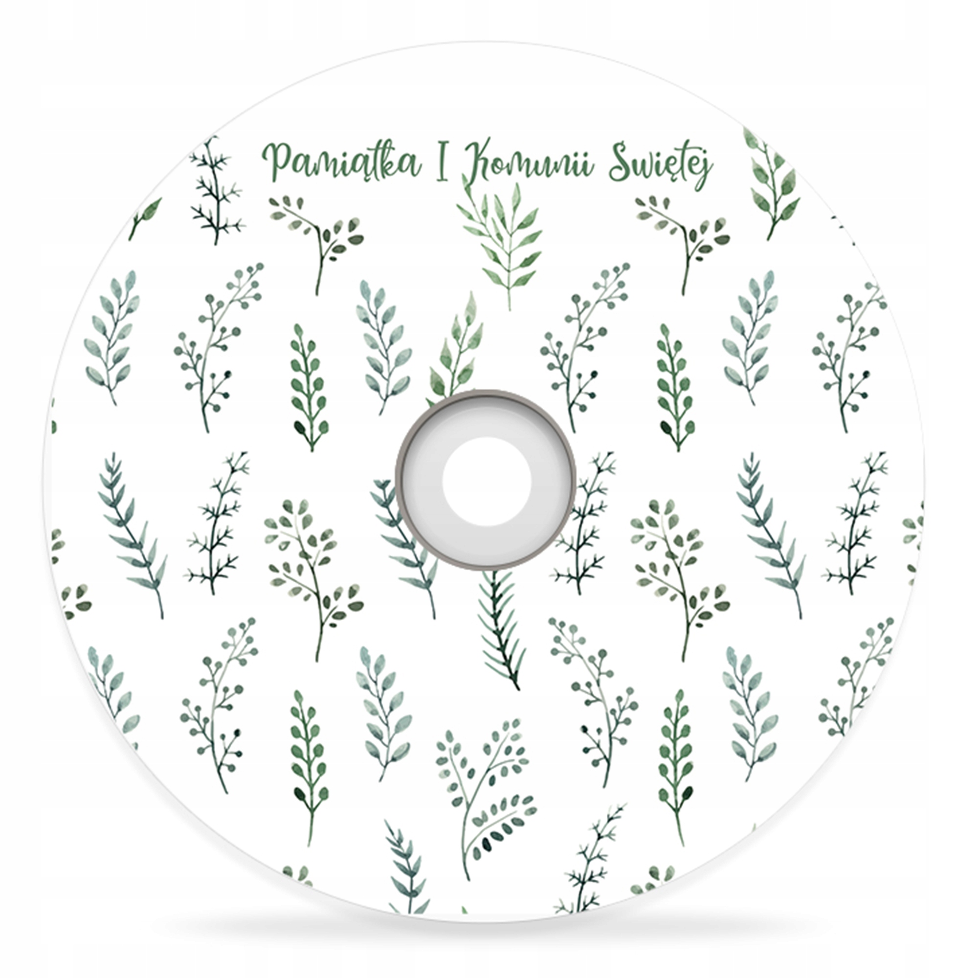 Płyta DVD z nadrukiem w zielone listki PAMIĄTKA I KOMUNII ŚWIĘTEJ