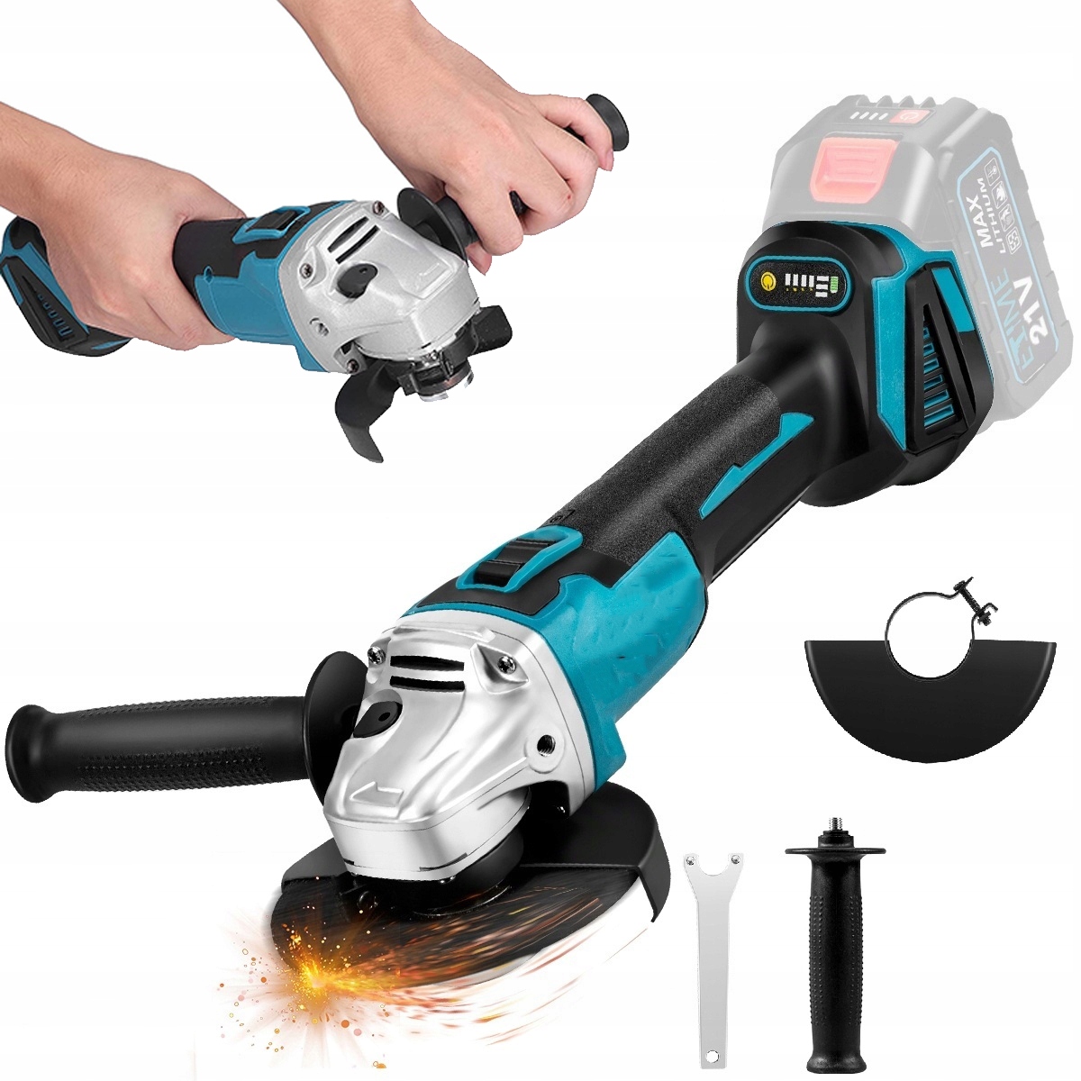 Úhlová Bruska Bruska 125MM Bezkartáčový Nůž 1000W 18V Výkonná Leštička