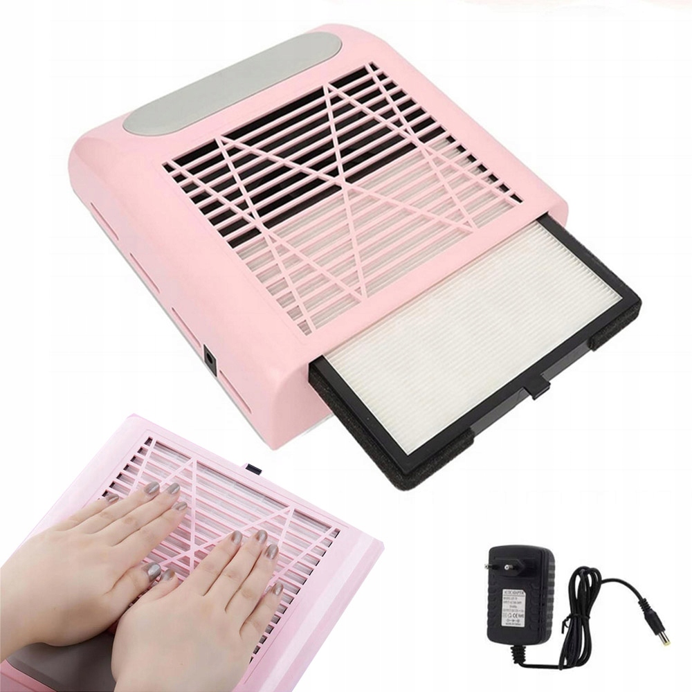 Odsávačka Prachu Na Nehty Růžový 80W Kazetový Filtr Hepa Pro Frézku