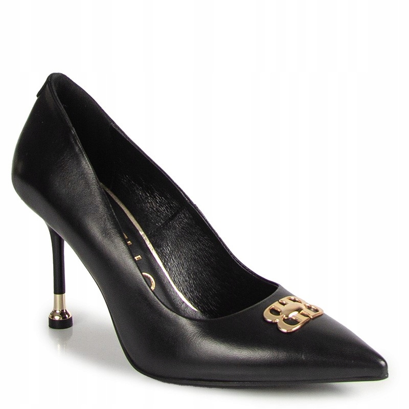 CheBello 4930 Černé Kožené Lodičky S Ozdobou 40