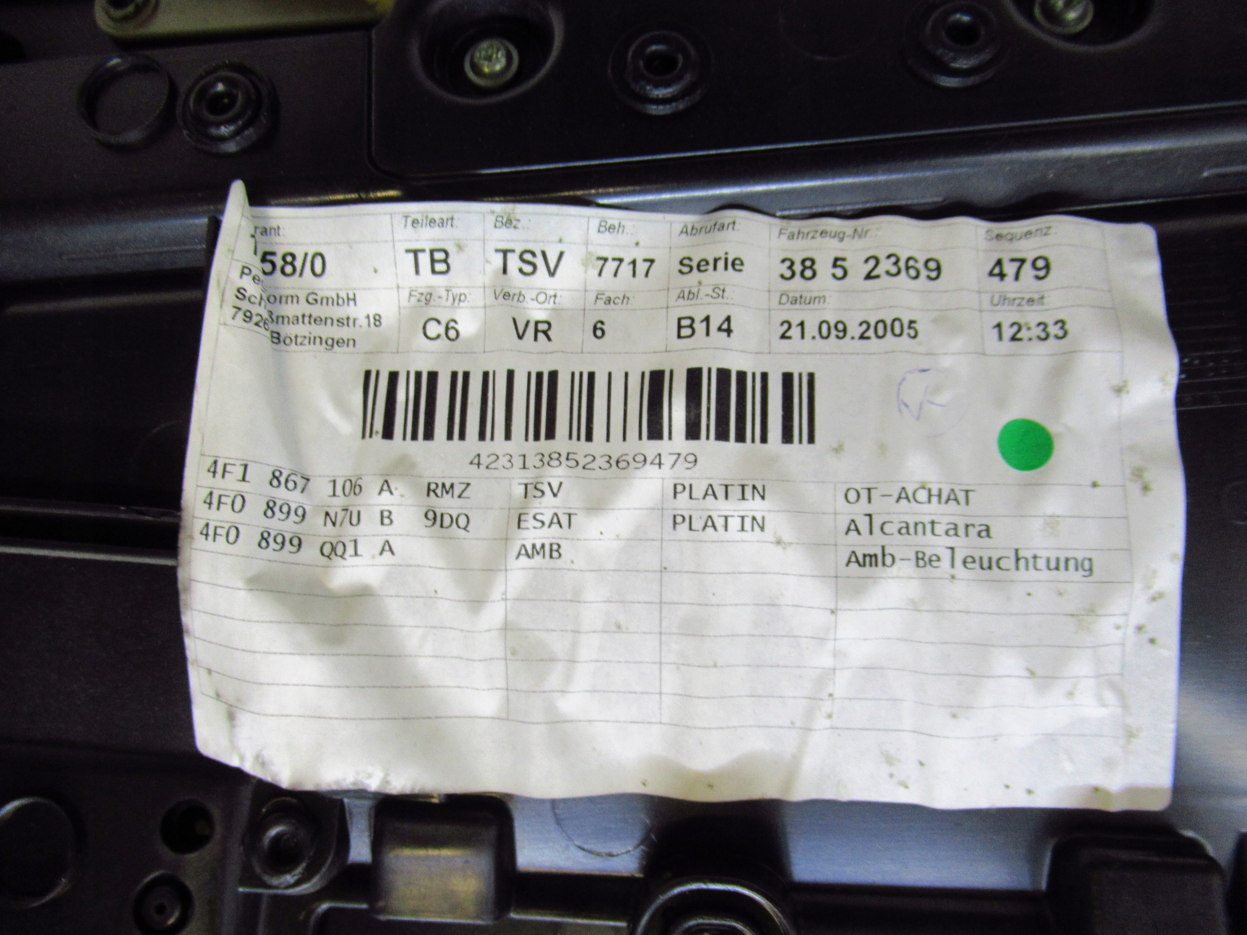 AUDI A6 C6 side upholstery door right front EU