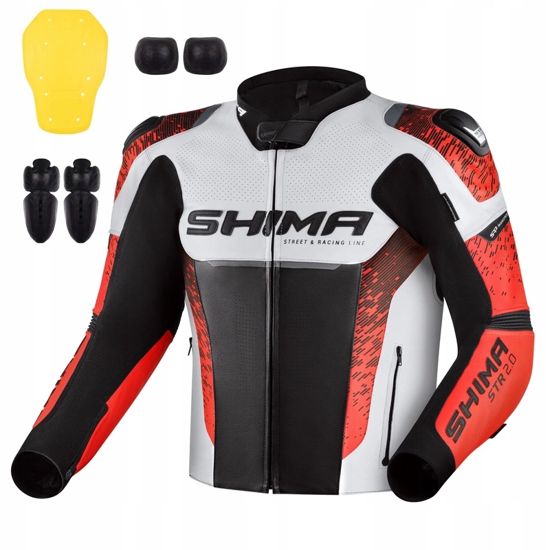 Kožená motocyklová bunda Shima Str 2.0 Red Fluo Darčeky