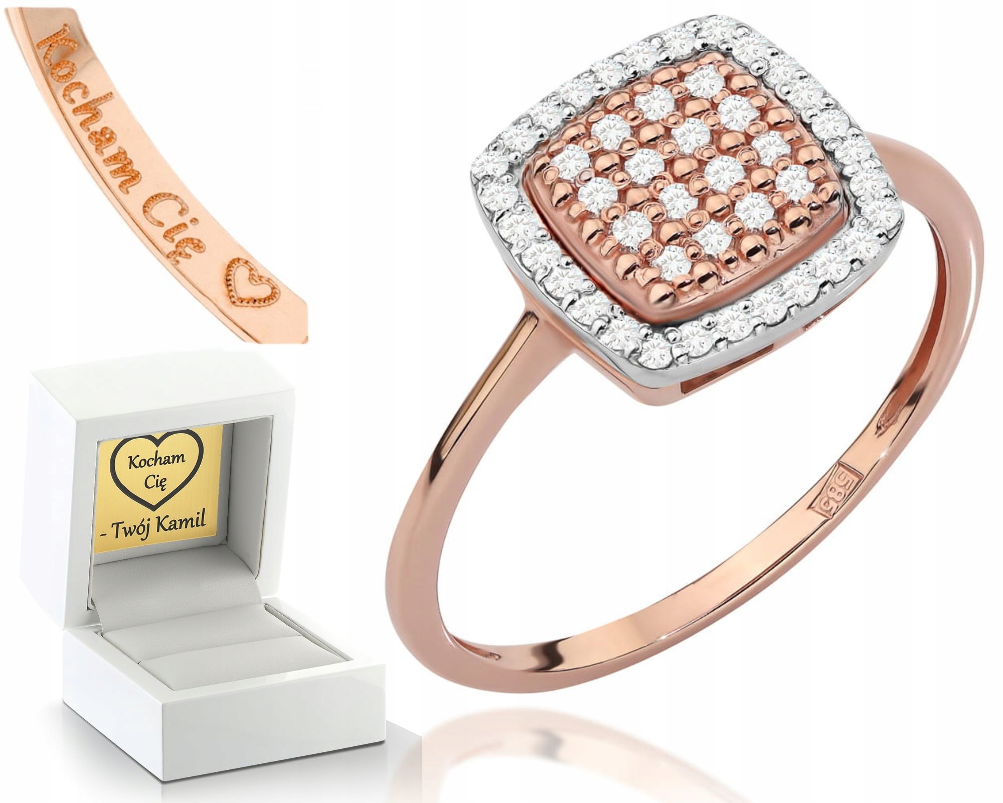 Růžové Zlato Prstýnek 585 S Brilianty 0,28 Ct Gravírování Bonus Jako Dárek