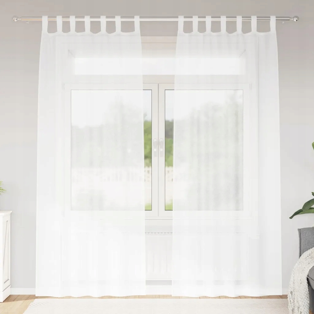 vidaXL Voile Záclona se záclonami 2 pcs Bílá 225 x 140 cm Polyester