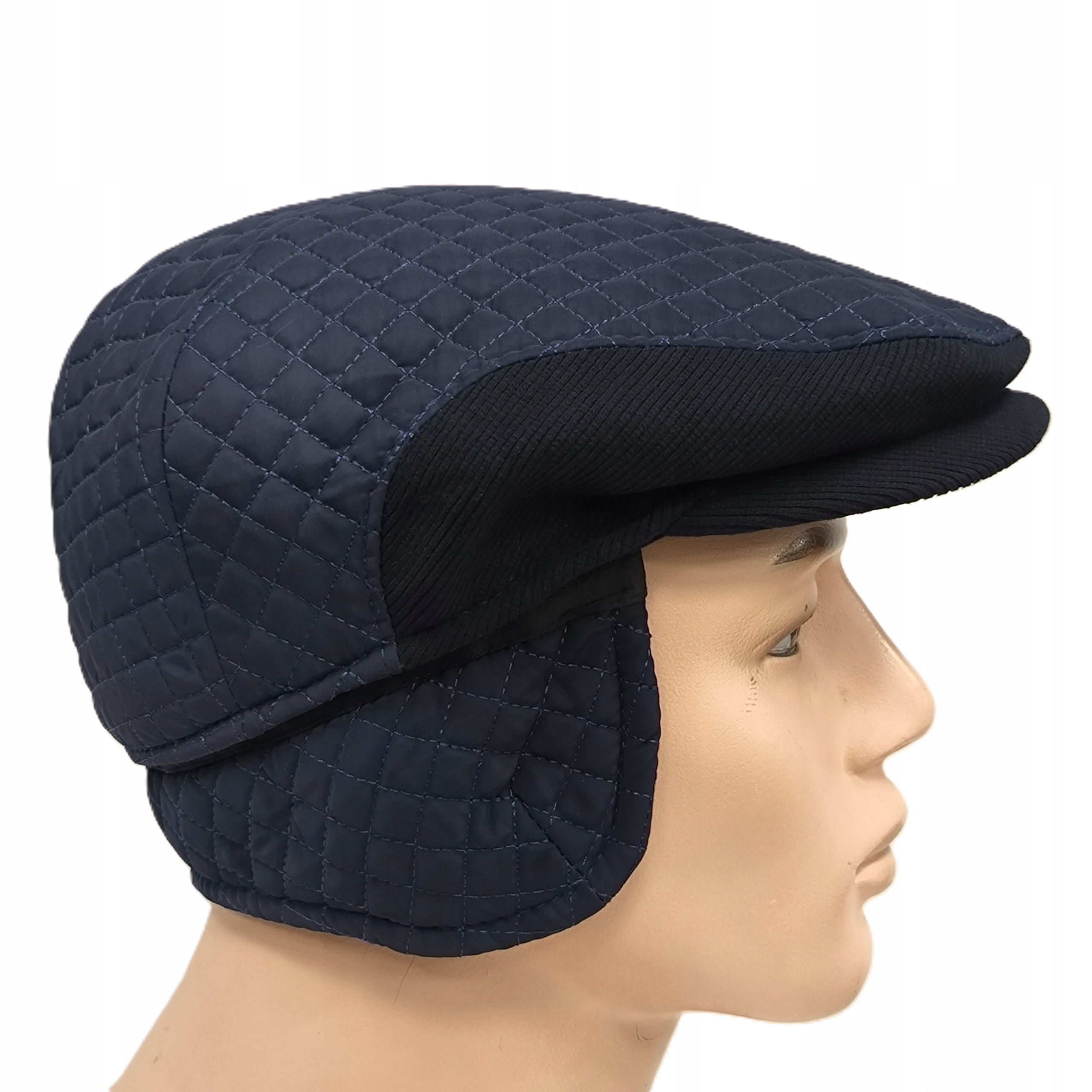 prošívaný ortalionový klobouček s náušníky námořnická modrá pánský K100 Mes Skoczów 58 cm