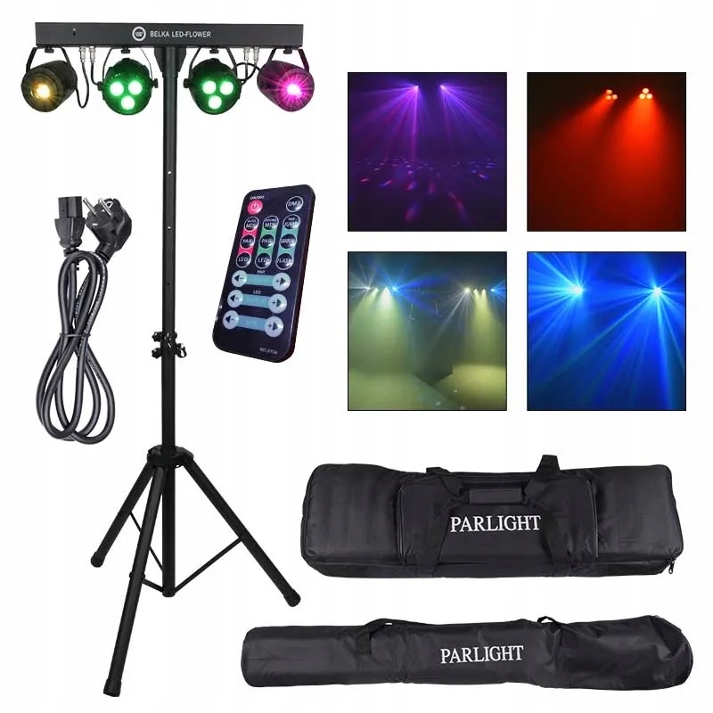 LIGHT4ME Belka Led Flower Zestaw 2X Par 12X1W+2X Flower Rgbw DMX Statyw