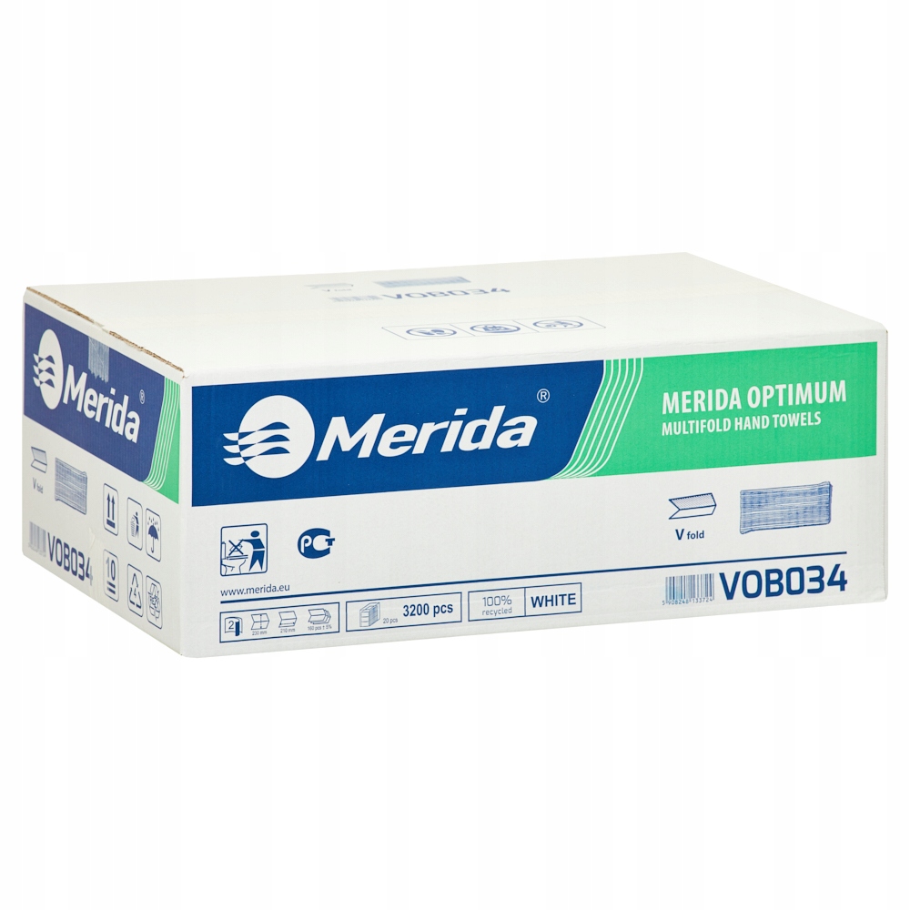 Papírové ručníky 2-vrstvé 3200 ks Ecolabel bílé Merida Optimum VOB034