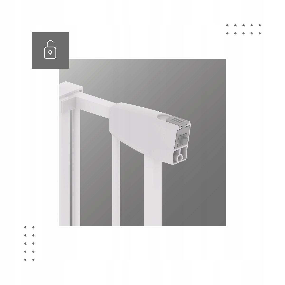 Barierka ZABEZPIECZAJĄCA Tulano Biała Na SCHODY I DO DRZWI 70–104 cm Materiał metal