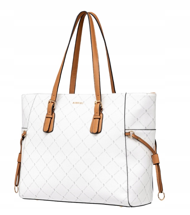 Torebka Damska Shopper Duża Mieści A4 Na Ramię Puccini Biała BLXP0002D-0