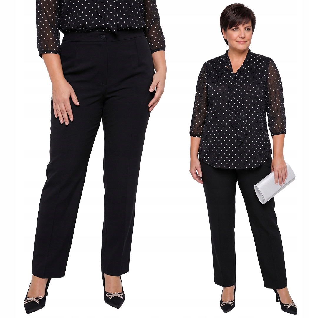 Černé lněné kalhoty v barvě plus size velikost 64