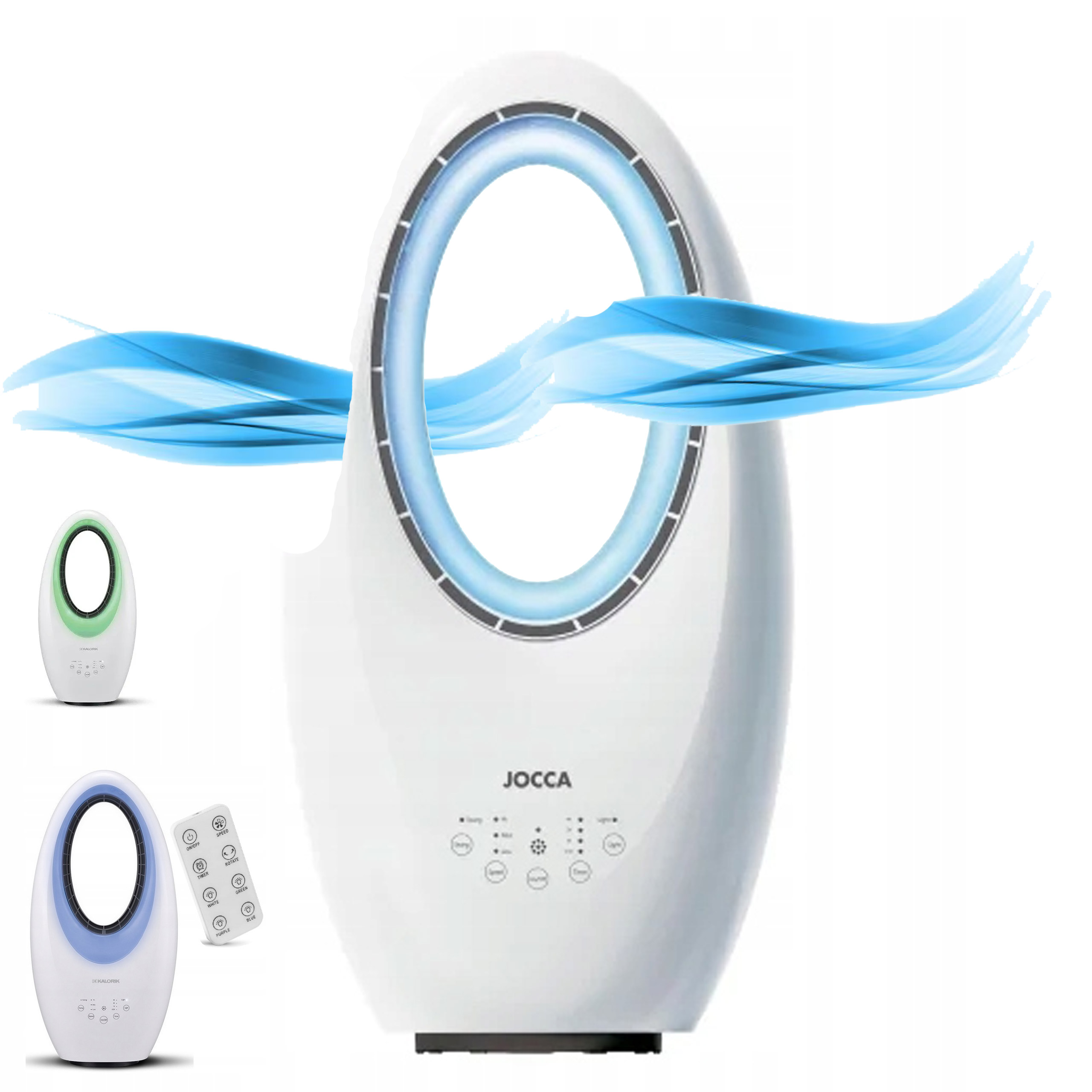 WENTYLATOR NOWOCZESNY BEZŁOPATKOWY PODŚWIETLANY LED JOCCA Z PILOTEM 60W