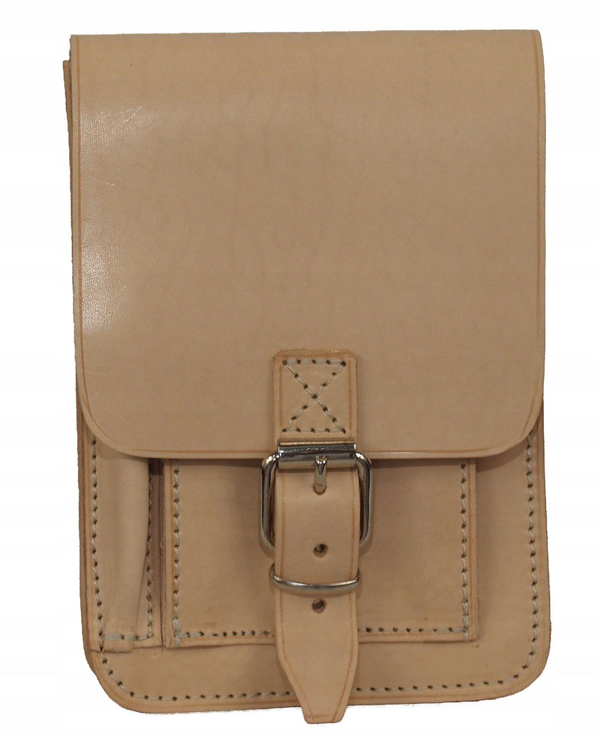 Peněženka, sáček na opasek z juchtové kůže, světlá barva.