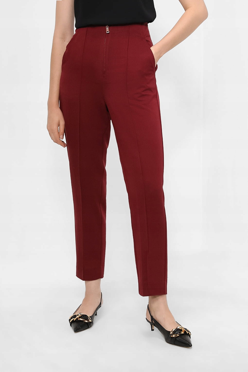 Guess Vínové Kalhoty Se Zipem (s)