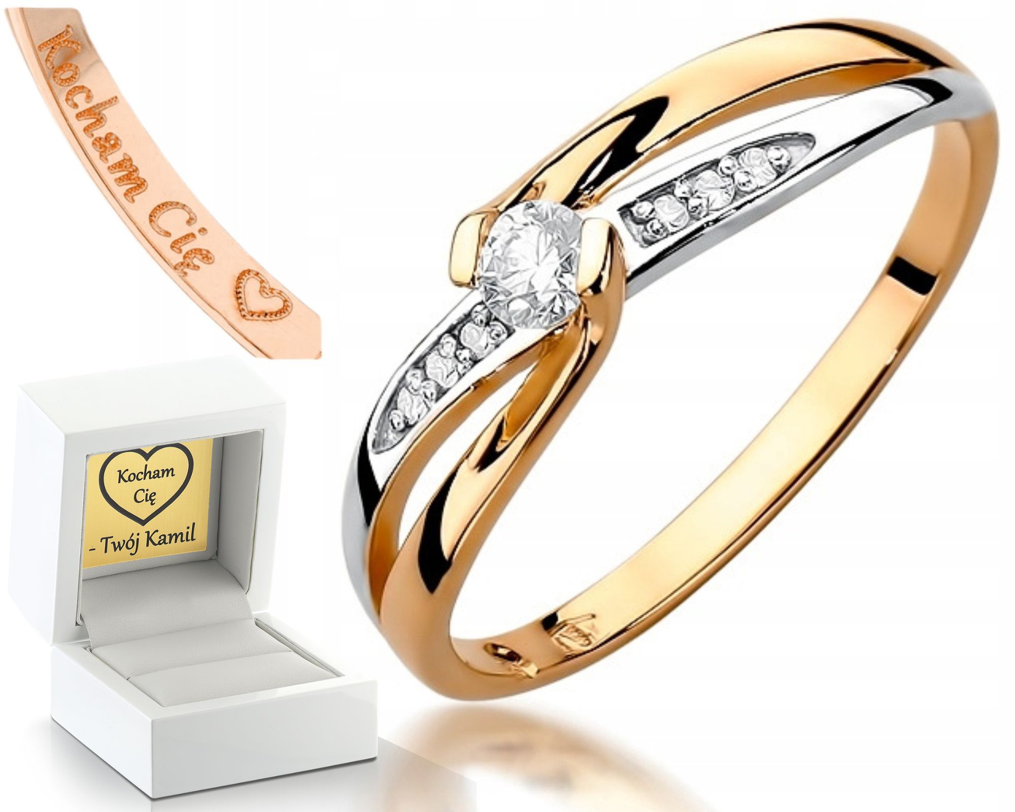 Růžové Zlato Prstýnek S Brilianty 585 Gravírování Zlato Jako Dárek