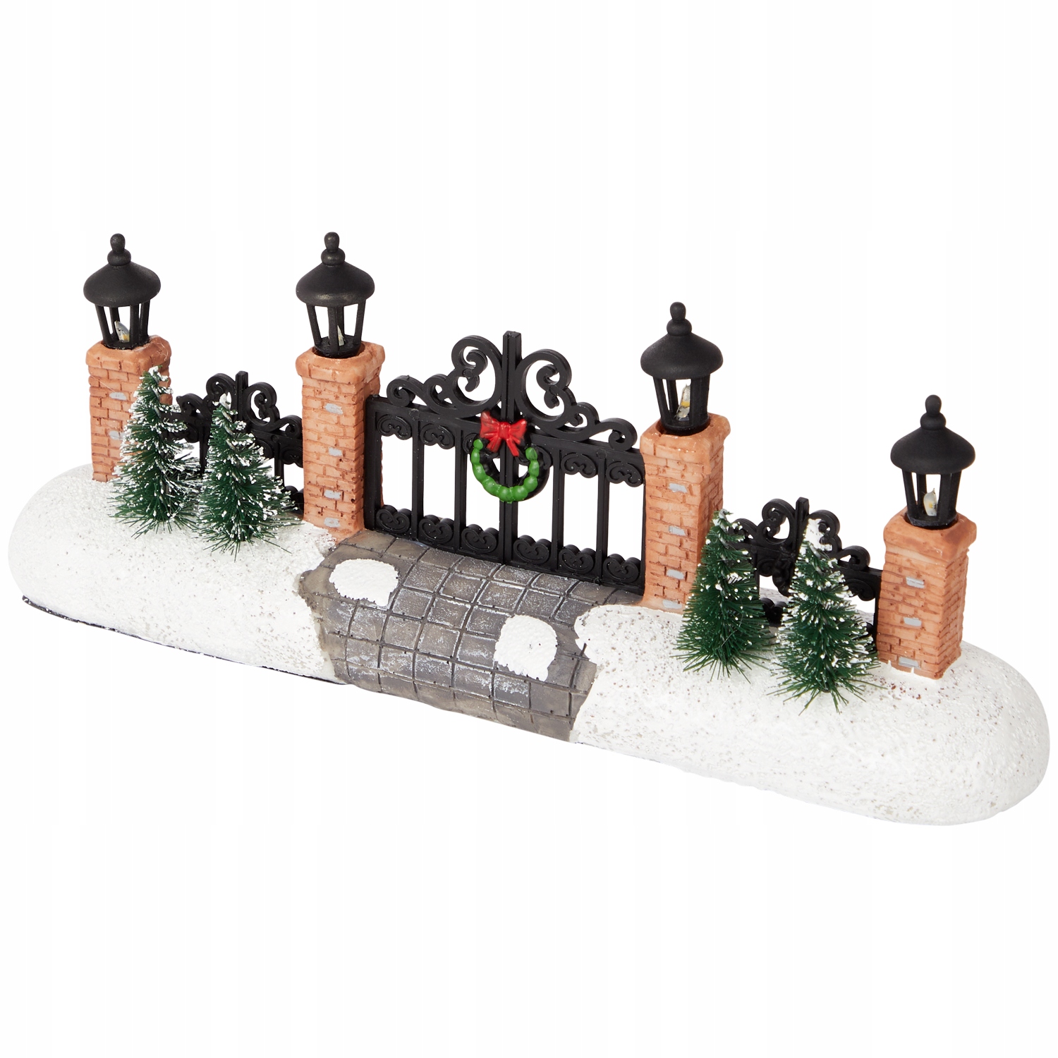 Zimowe miasteczko świąteczna wioska płot z bramą wianek adwentowy LED