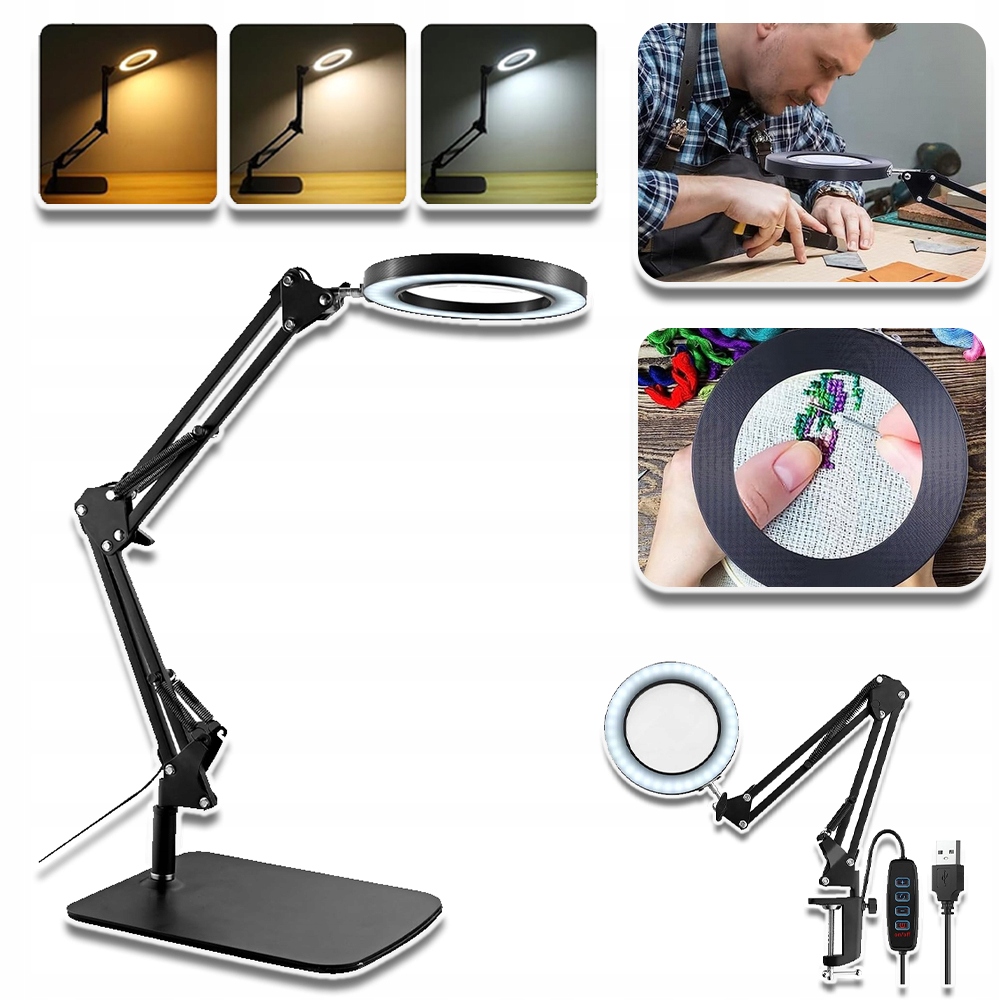 Lampa Lupa Kosmetyczna Biurkowa Led Lupa Do Czytania Lampa Stołowa 8X