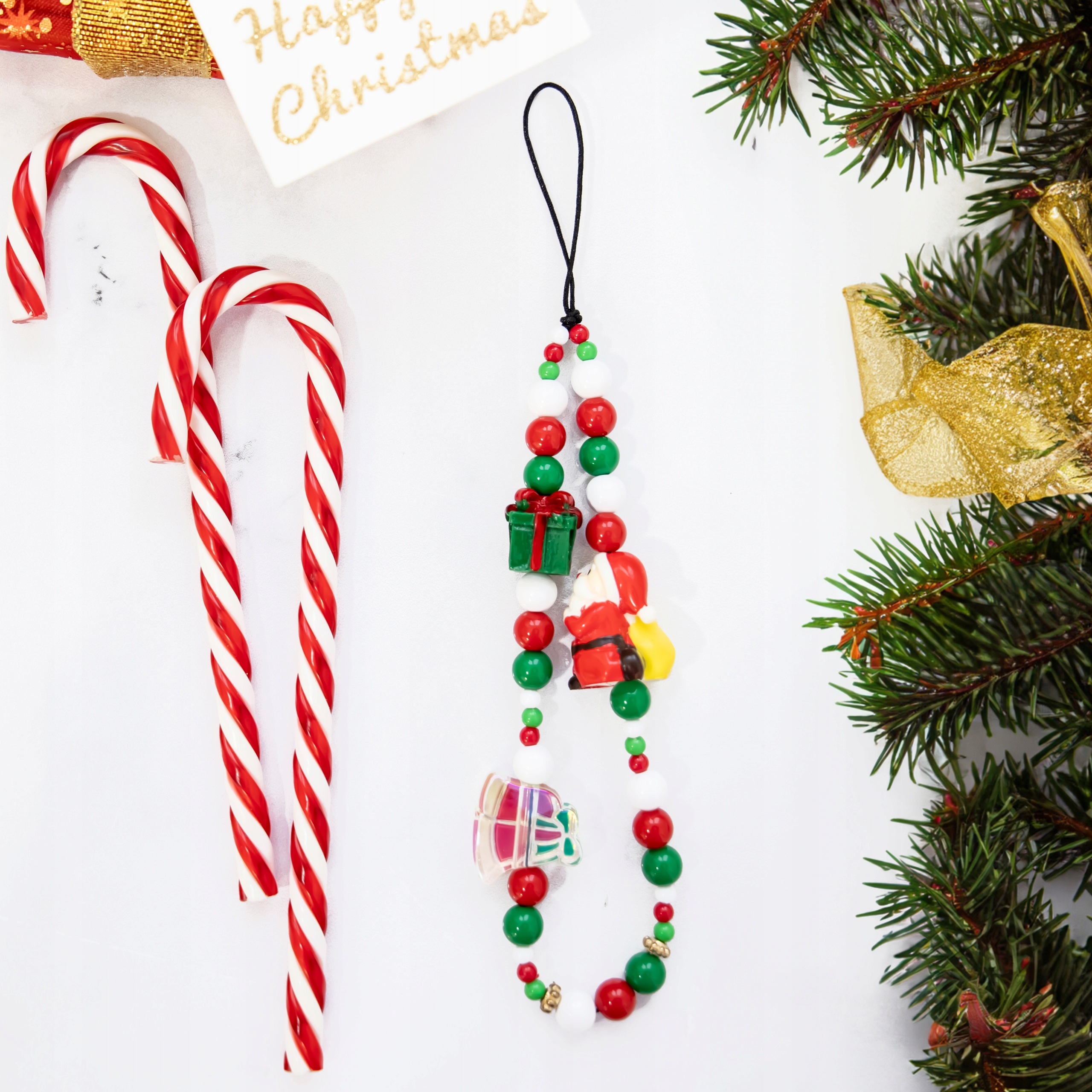 ZAWIESZKA BRELOK SMYCZ ŚWIĄTECZNY DO ETUI TELEFONU KLUCZY ŚWIĘTY MIKOŁAJ Kolor złoty