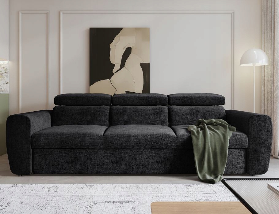 Krásná pohovka s funkcí spaní Napoli v černé barvě, ideální do obývacího pokoje