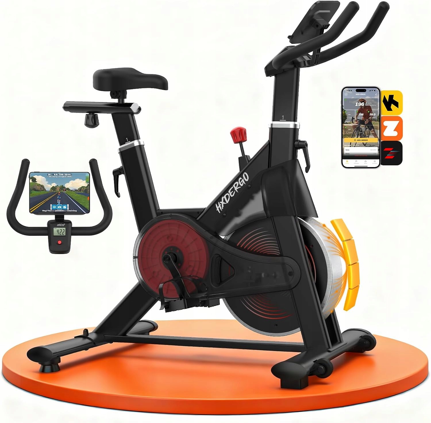 Cichy rower treningowy stacjonarny magnetyczny z LCD Zwift Kinomap 150kg