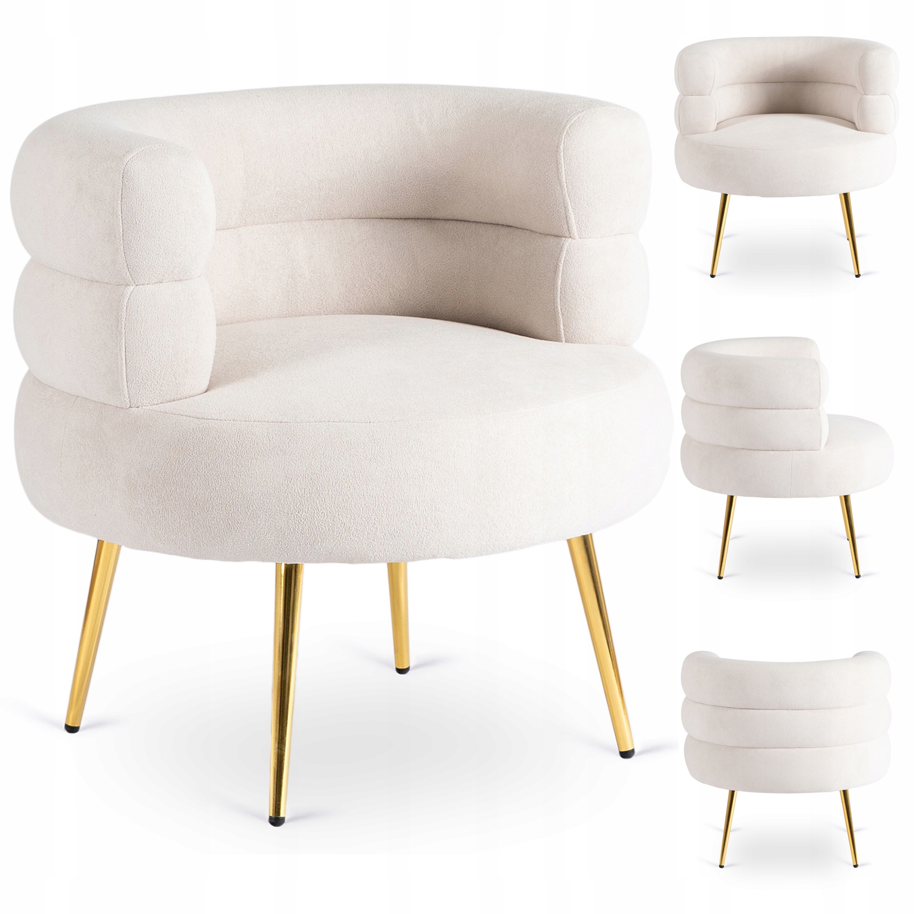 Sedací souprava Glamour pro toaletní stolek do obývacího pokoje Krémově zlatá Preston