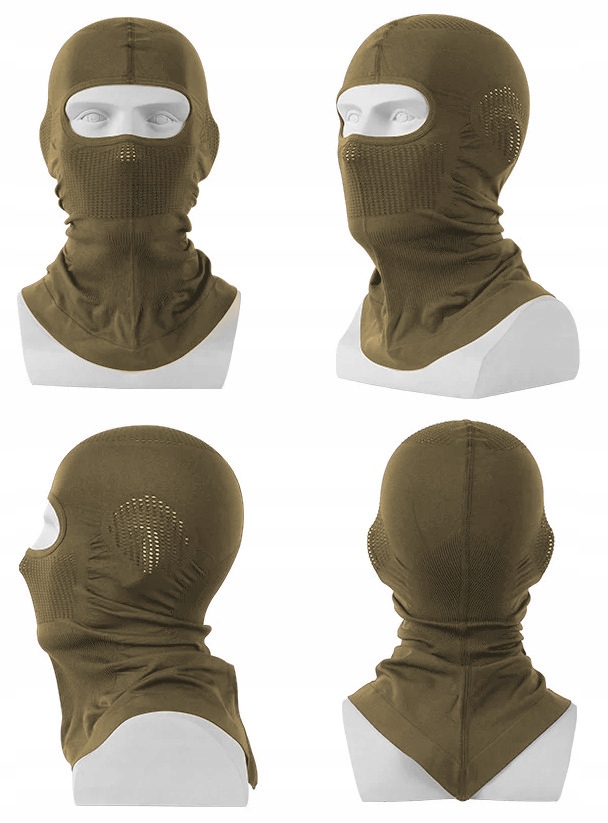 Kominiarka Balaclava Lekka Khaki Termoaktywna Wentylowana Długa Coyot