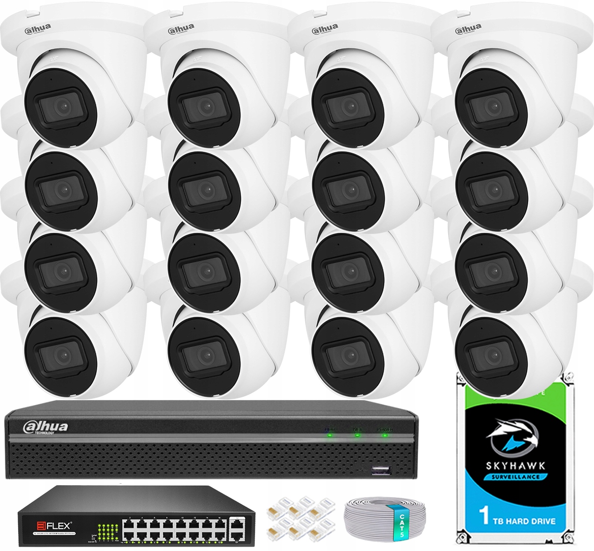 Sada na monitorovanie 16x kamera IPC-HDW2541TM-S-0280 5MPx Dahua WizSense Led