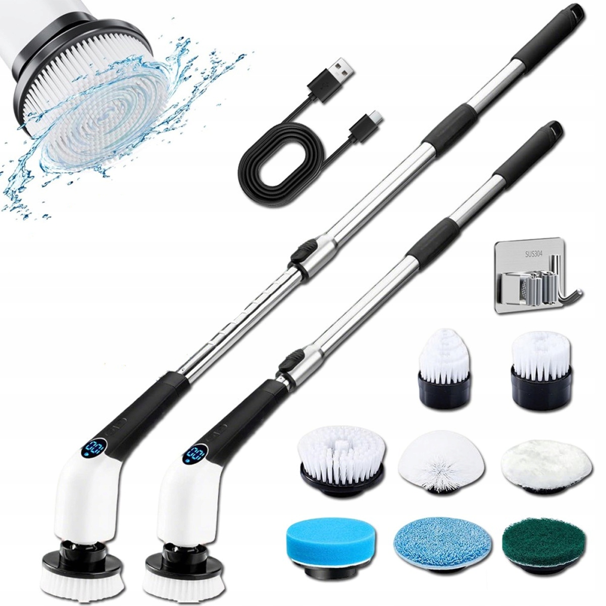 Levně 8V1 Rotační Mop Elektrický Čisticí Kartáč 2600 mAh