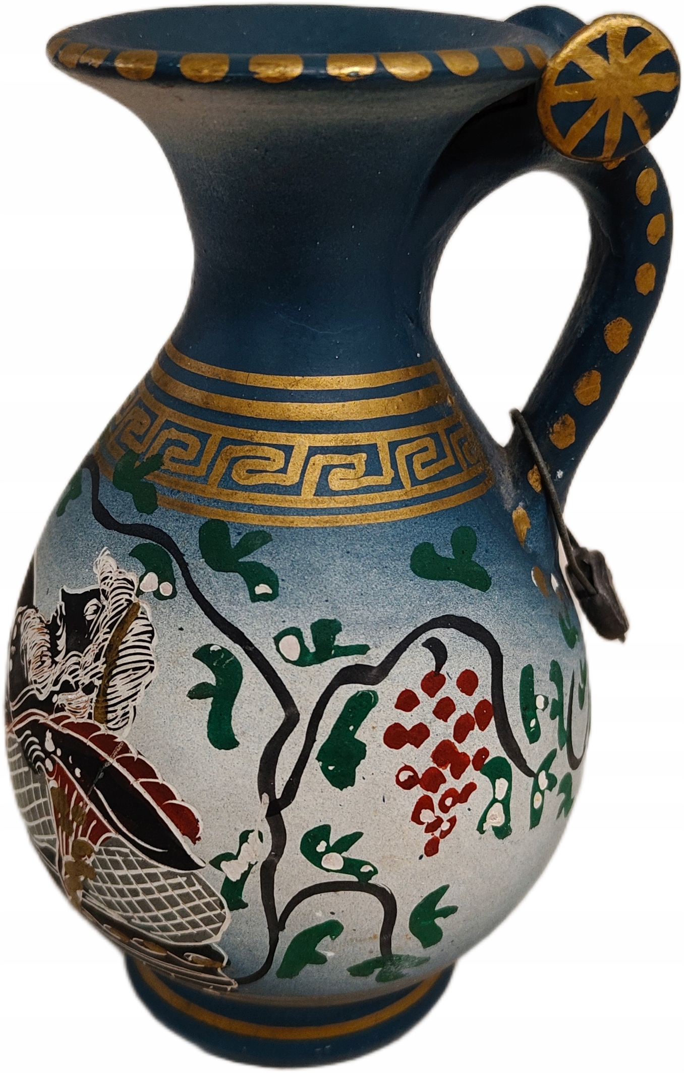CERAMICZNA REPLIKA STAROŻYTNEJ GRECKIEJ AMFORY NIEBIESKA AMFORA HERMESA