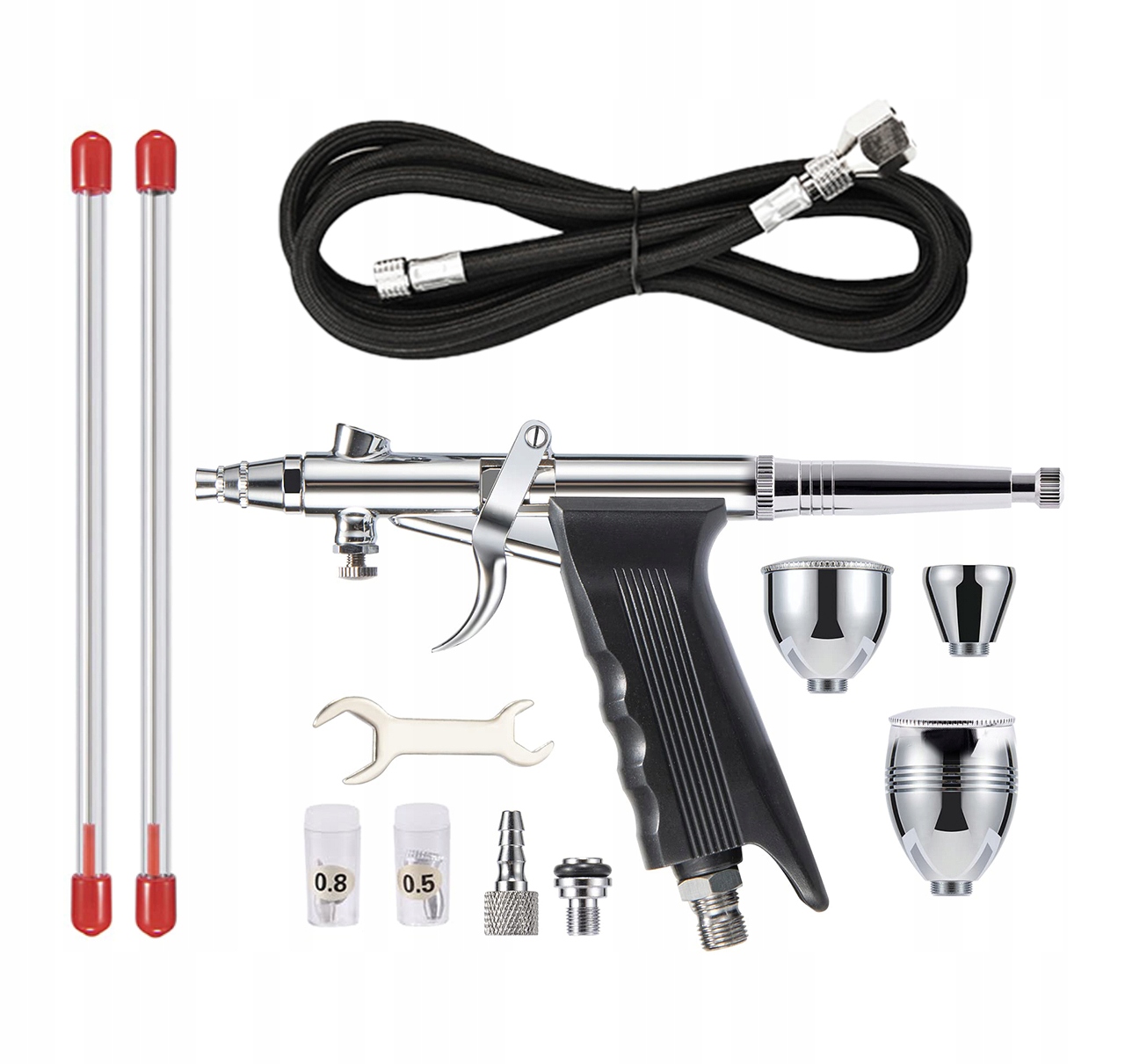 Profesionální Airbrush Se 3 Tryskami A 3 Kelímky pro malování a opracování kůže
