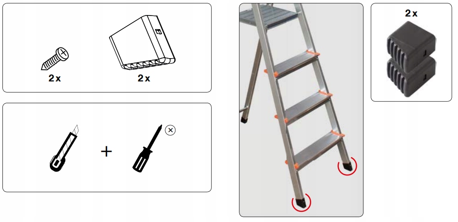 Stopka stopki do drabiny KRAUSE 40x20 mm - para Liczba szczebli 0