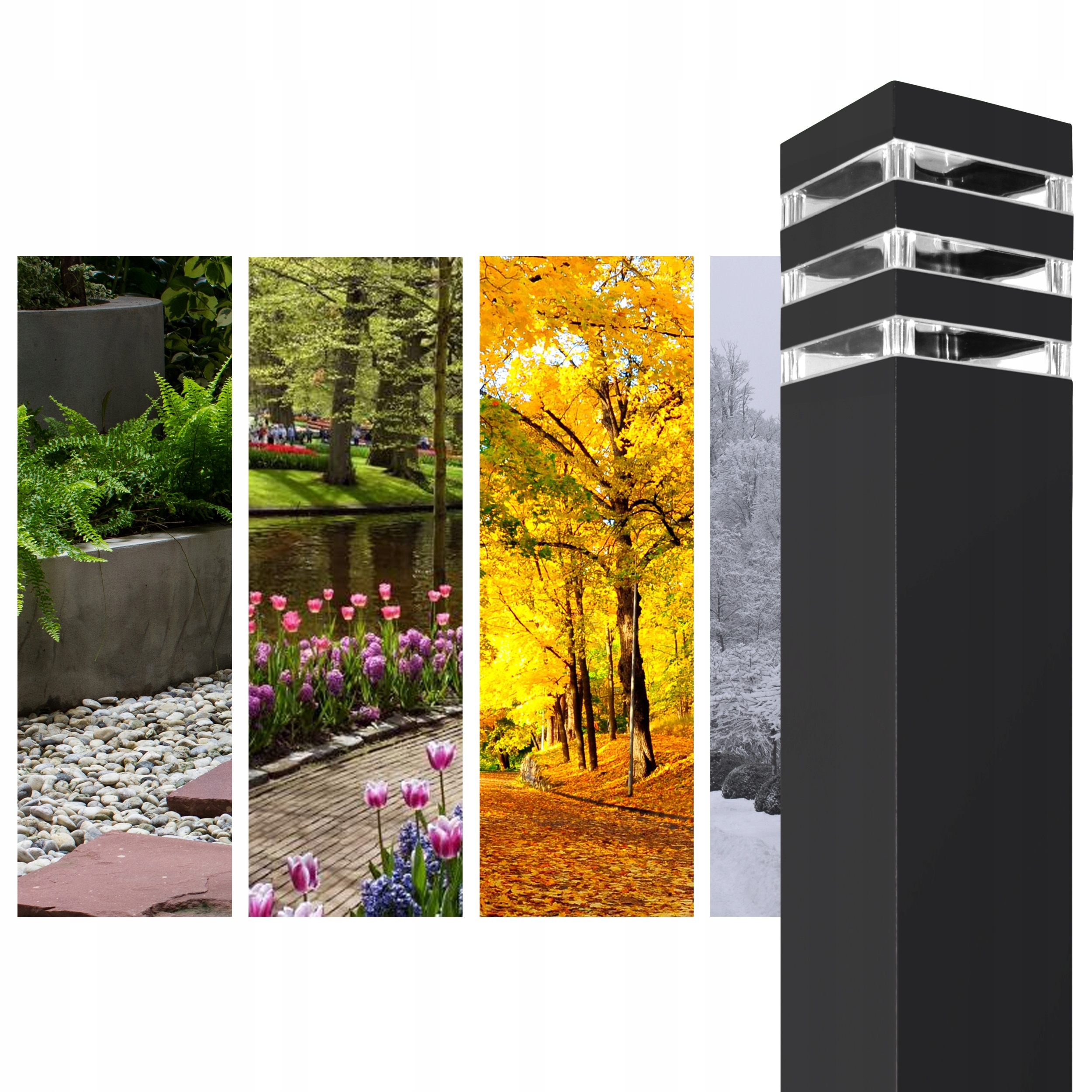 Słupek ogrodowy LED E27 9x9 60cm z gniazdem 230V Informacje dodatkowe oprawa hermetyczna wymienne źródło światła