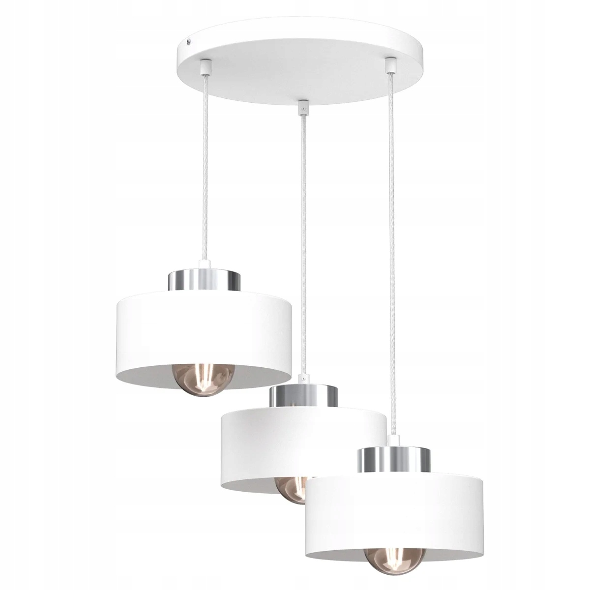 Trojitá závesná lampa biela chróm okrúhla 46 cm do jedálne nad stôl Luminex