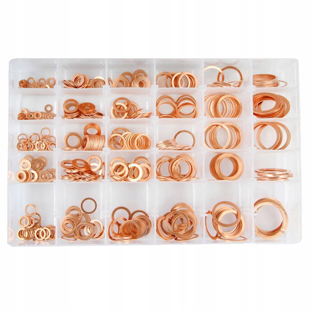 ZESTAW 580 SZT. PODKŁADKI MIEDZIANE USZCZELKI MIEDŹ KASETKA Marka Mar-Pol