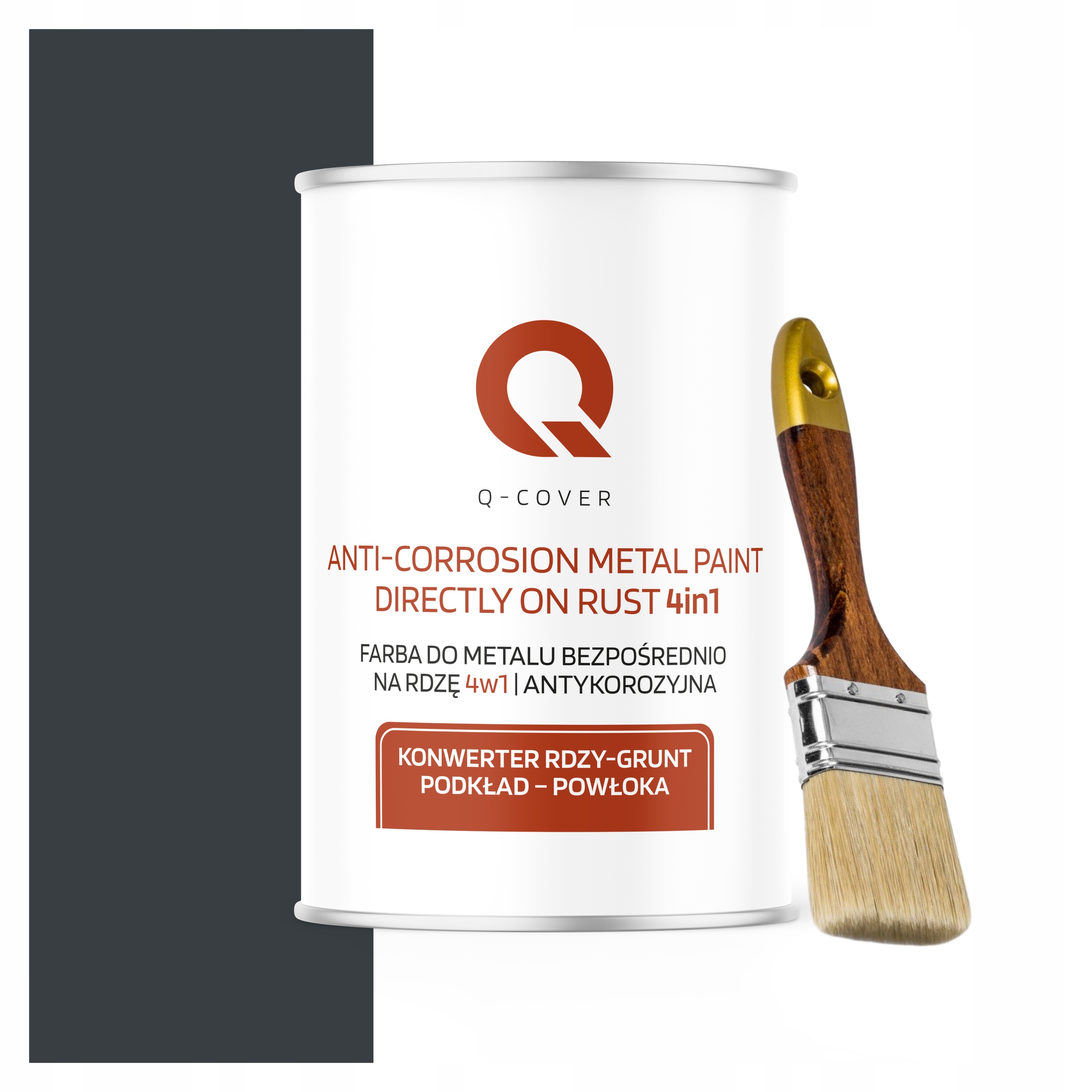 Farba Do Metalu Konwerter Grunt Podkład Powłoka 1L Kolor Antracyt Pędzel