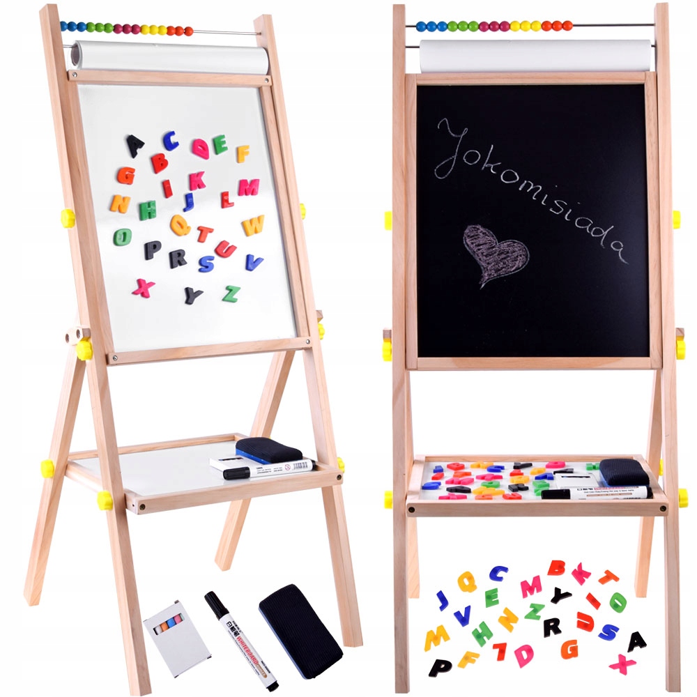

Tablica drewniana 3w1 sztaluga kreda pisaki TA0096