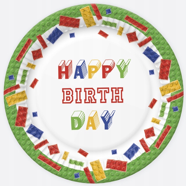 

Talerzyki Happy Birthday Urodziny Klocki 18 CM