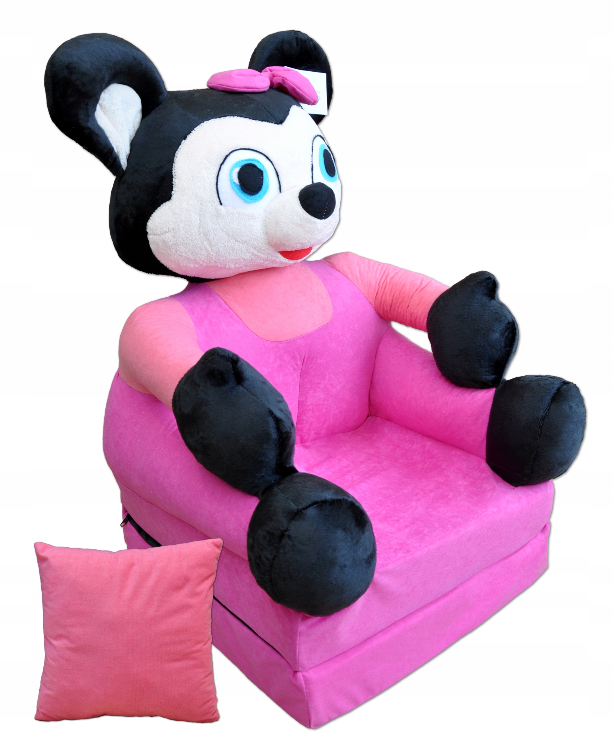 FOTEL DLA DZIECI ROZKŁADANY FOTELIK PLUSZOWY PUFA