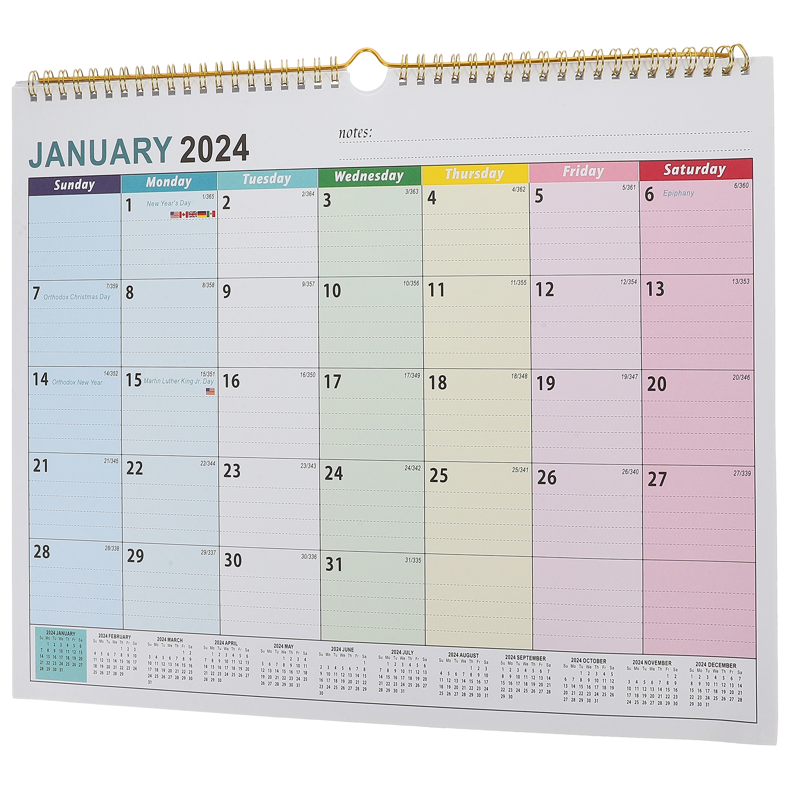 KALENDARZ ŚCIENNY NA 2024 MIESIĘCZNY PLANER PAPIEROWY
