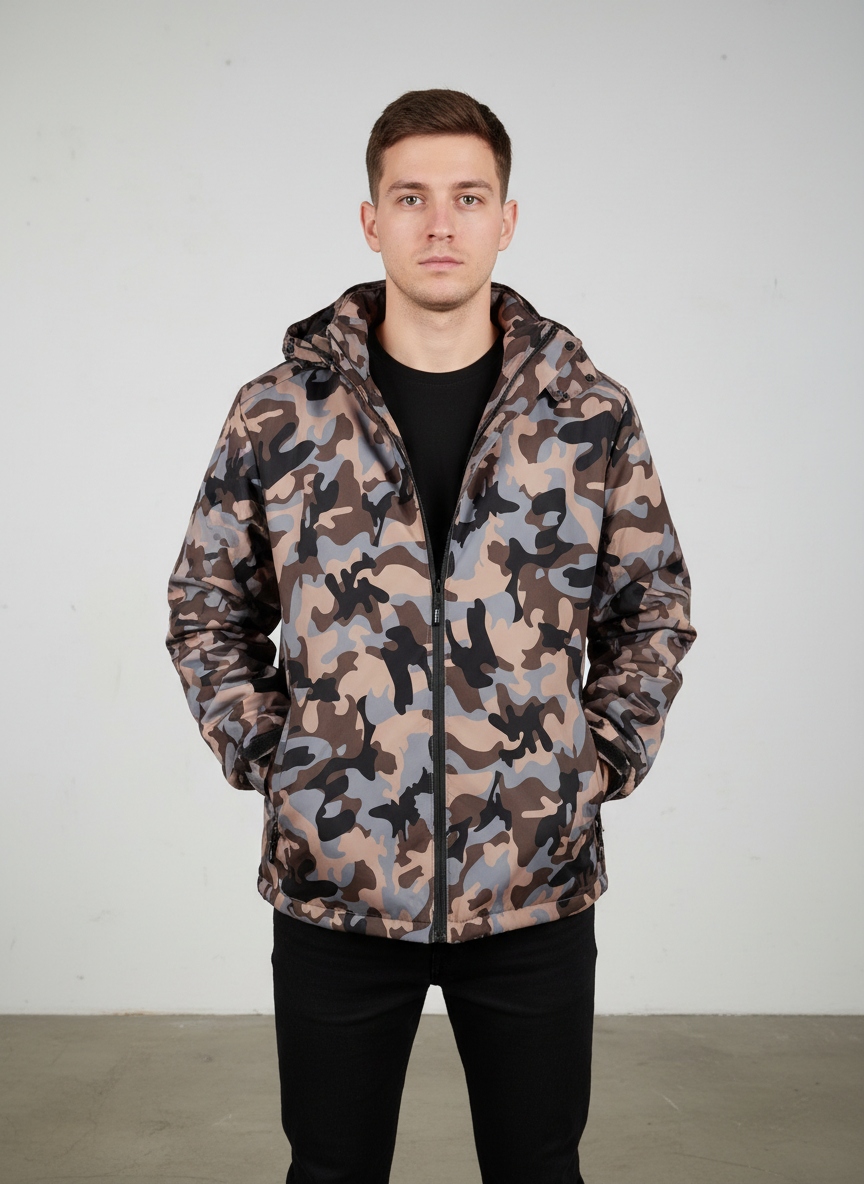 Pánská lehká ležérní softshellová bunda Maskáčový velikost XL