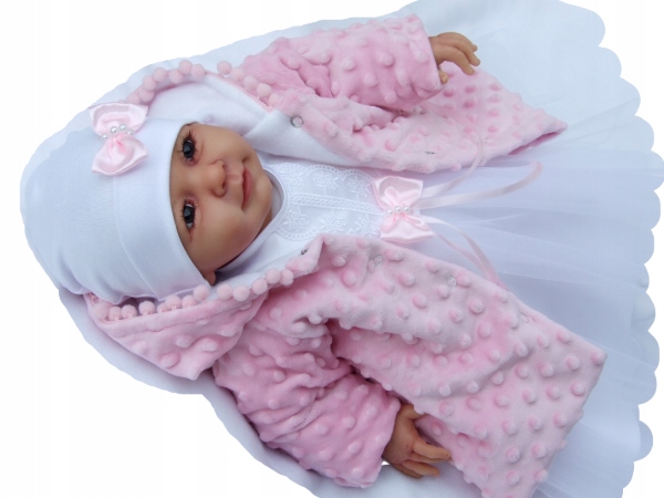 Płaszczyk MINKY ocieplany + czapeczka CHRZEST 68r