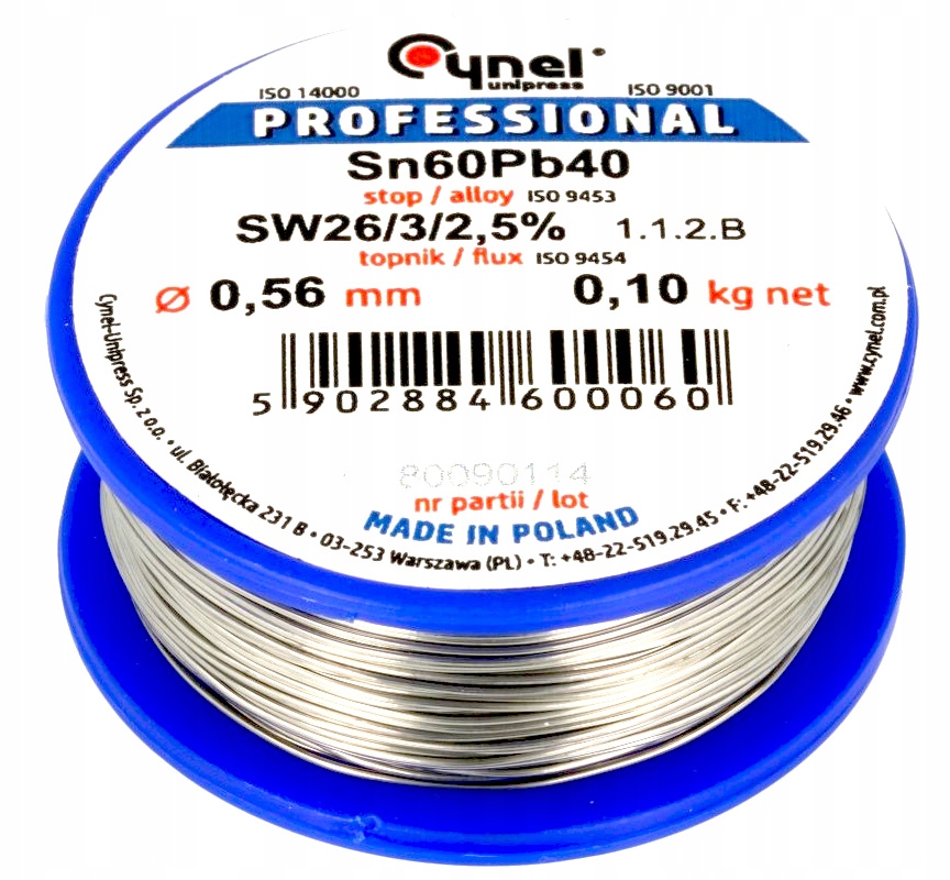 Cyna CYNEL 100g 0,56mm Sn60Pb40 SW26 Professional