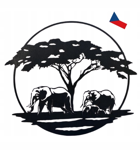 Jh WoodArt Dřevěná nástěnná dekorace Silueta slonů 1 ks