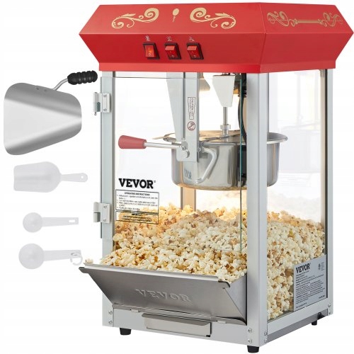 Maszyna Do Popcornu Vevor 850W Na Blat Z Hartowanym Szkłem 48 Filiżanek