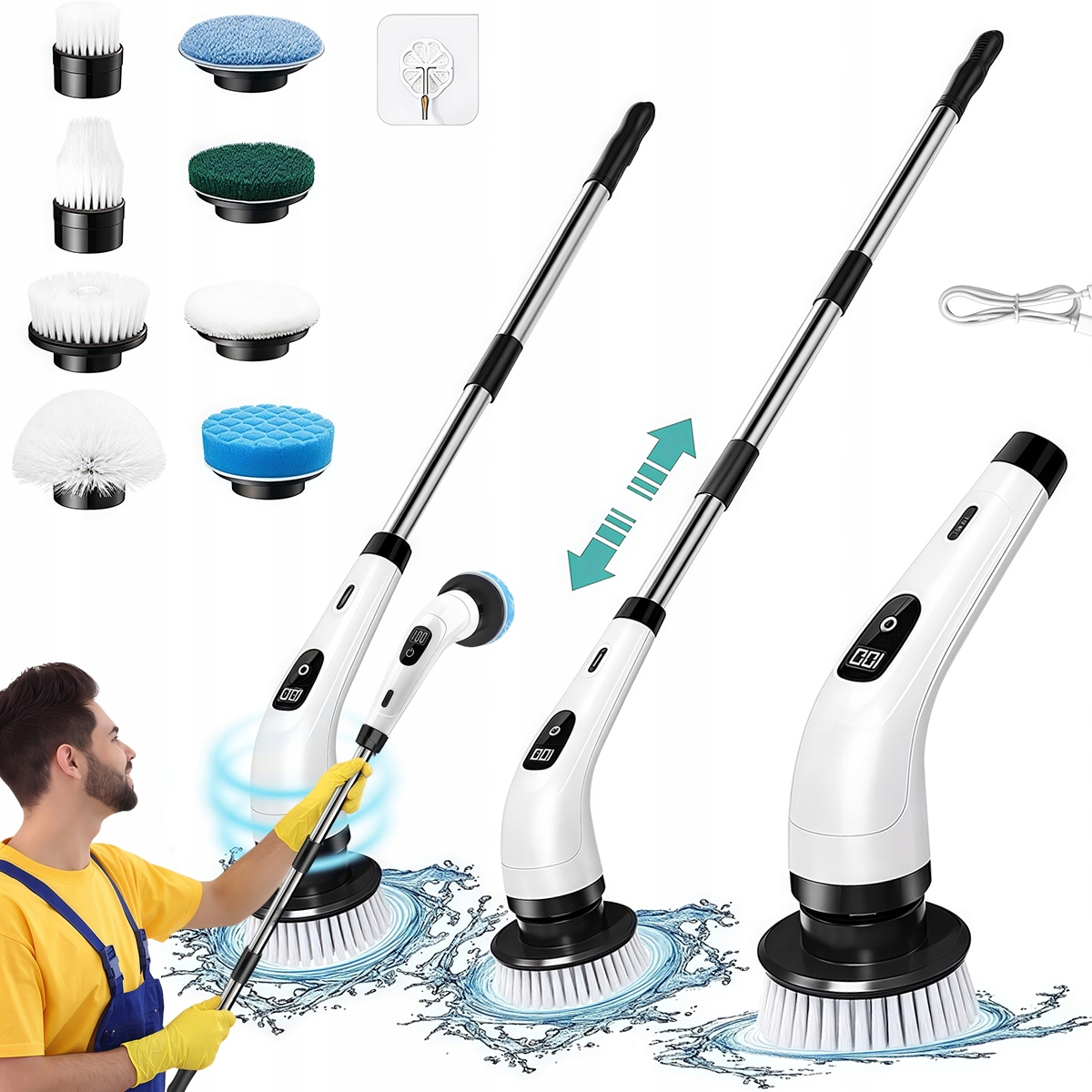 Elektrický Kartáč Výkonný Rotační Kartáč Na Čištění Podlah 9V1