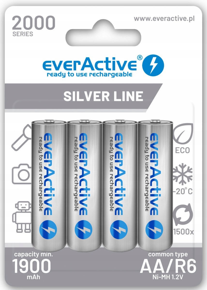 Akumulatorki Aa R6 Ni-MH everActive 2000mAh Silver Line (box 4 szt.)